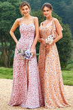 Pink Floral Print Brudepige Kjole