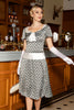 Indlæs billede til gallerivisning Elegant vintage afslappet blomsterprint arbejdsfest A-line swing kjole
