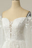 Indlæs billede til gallerivisning Luksuriøse en linje fra skulderen hvid brudekjole med applikationer