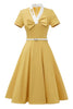 Indlæs billede til gallerivisning Retro stil gul 1950&#39;er kjole med sløjfe