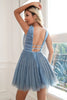 Indlæs billede til gallerivisning Glitter grå blå kort Prom kjole