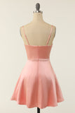 En line spaghetti stropper Blush Short Homecoming Party Dress