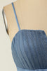 Indlæs billede til gallerivisning En line spaghetti stropper blå grå kort hjemkomst kjole