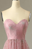 En Line Sweetheart Blush Prom Kjole med Criss Cross Back