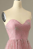 En Line Sweetheart Blush Prom Kjole med Criss Cross Back