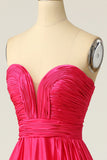 En Line Sweetheart Fuchsia Long Prom Kjole med Ruched