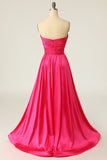 En Line Sweetheart Fuchsia Long Prom Kjole med Ruched