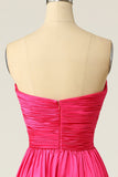 En Line Sweetheart Fuchsia Long Prom Kjole med Ruched