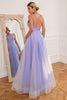 Indlæs billede til gallerivisning Lys lilla pailletter Prom kjole med slids