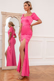 Kappe Sweetheart Fuchsia Long Prom Kjole med Split Front