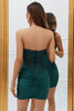 Indlæs billede til gallerivisning Skede kæreste mørkegrøn kort hjemkomstkjole med perler