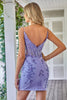 Indlæs billede til gallerivisning Sparkly lilla korset Homecoming kjole med applikationer