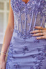 Indlæs billede til gallerivisning Sparkly lilla korset Homecoming kjole med applikationer