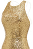 Indlæs billede til gallerivisning Bodycon Golden Sequin Cocktailkjole åben ryg