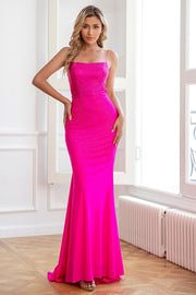 Glitter Hot Pink Havfrue Paillet Prom Kjoler