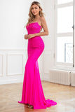 Glitter Hot Pink Havfrue Paillet Prom Kjoler