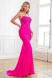 Glitter Hot Pink Havfrue Paillet Prom Kjoler