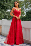 Rød beaded lang prom kjole