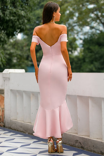 Pink Havfrue høj lav fest kjole