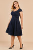Indlæs billede til gallerivisning Navy Plus Size Vintage Swing Dress
