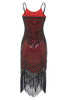 Indlæs billede til gallerivisning Sort rød spaghetti stropper 1920&#39;erne Kjole