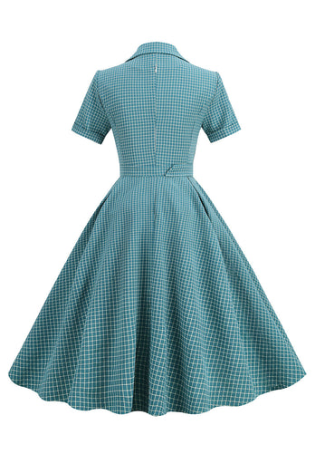 Retro stil Rød Plaid 1950'erne Kjole