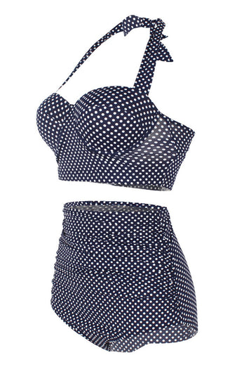 Vintage Navy Polka Prikker Badetøj