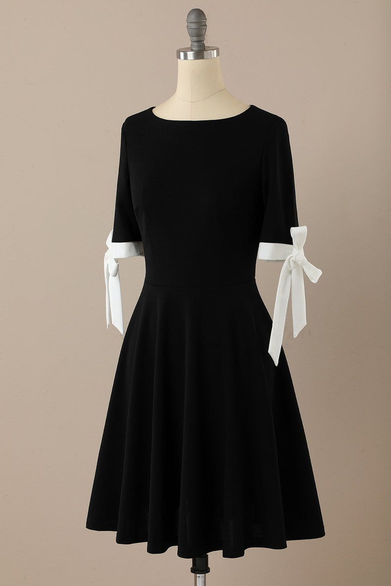 Indlæs billede til gallerivisning Sort Retro Stil 1950&#39;erne Swing Dress