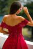 Indlæs billede til gallerivisning Rød fra skulderen lang prom kjole