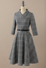 Indlæs billede til gallerivisning Retro Style Mørkegrå Vintage Kjole med lange ærmer