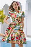 Vintage Print 1950'erne Swing Dress