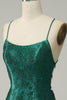 Indlæs billede til gallerivisning Mørkegrøn perle Bodycon kjole med Korset Ryg