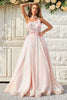 Indlæs billede til gallerivisning A Line One Shoulder Blush Long Prom Dress med applikationer