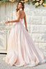 Indlæs billede til gallerivisning A Line One Shoulder Blush Long Prom Dress med applikationer